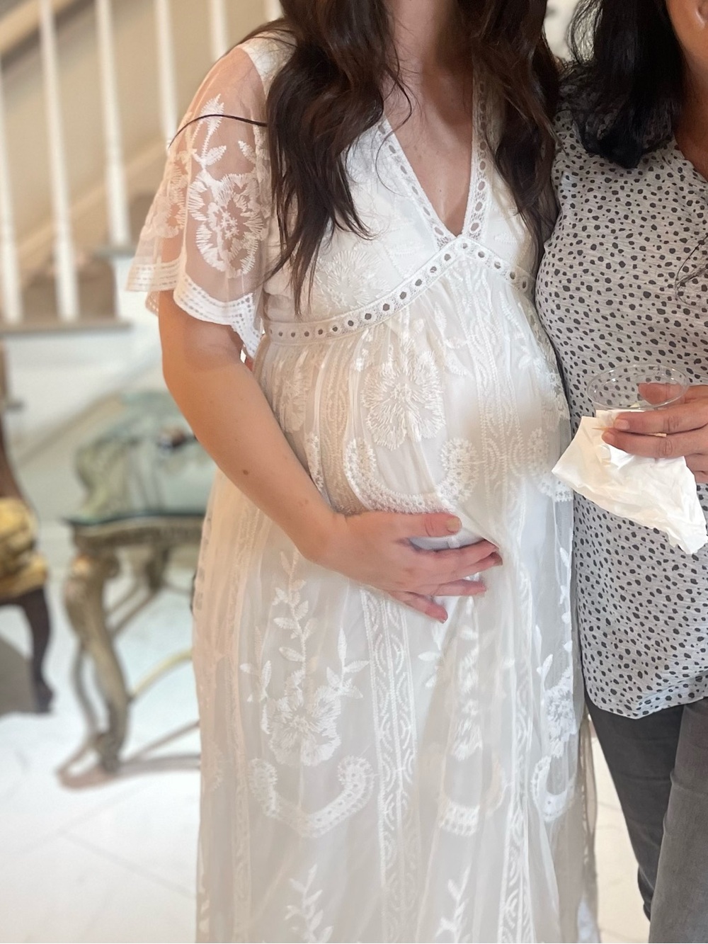 Pink blush-white maternity gown. Worn once for baby shower
